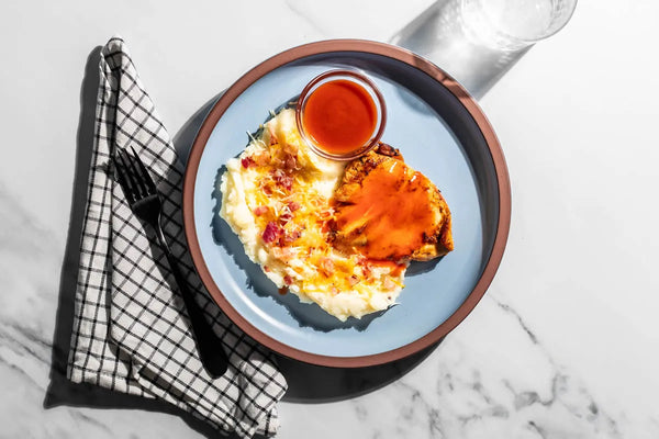 Buffalo Chicken Breast with Loaded Cauliflower Mash