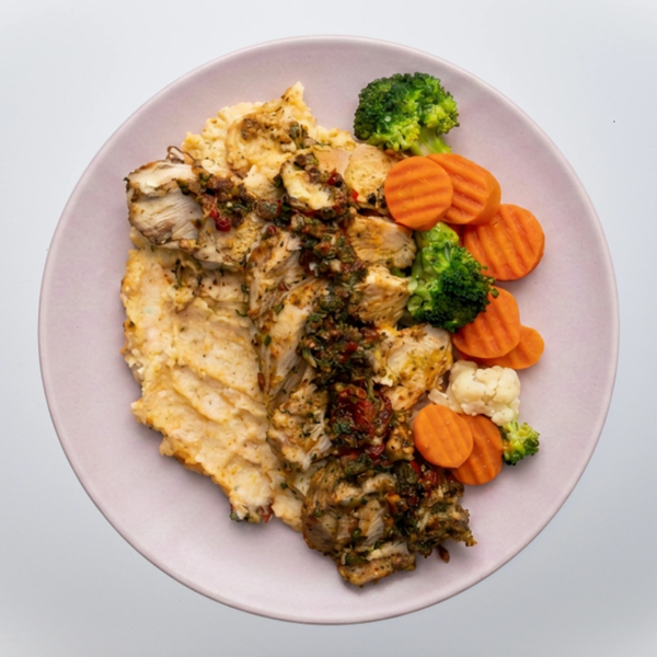 Sundried Pesto Chicken with Parsnip Puree