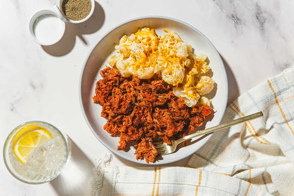 Brisket over Cheesy Cauliflower